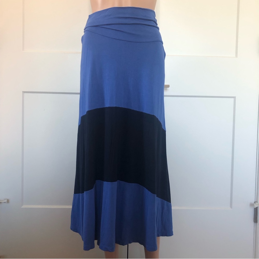 Gap Navy Blue Stripe Color-block Foldover Waist Long Maxi Skirt XS X-Small